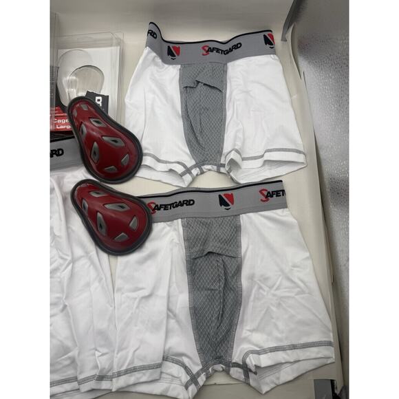 3pc Safetgard Youth Boxer Brief White w/Red Cage Cup, Youth Large & Regular*READ - Picture 2 of 16